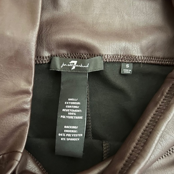 7 For All Mankind Merlot Color Faux Leather Leggings - Picture 7 of 10